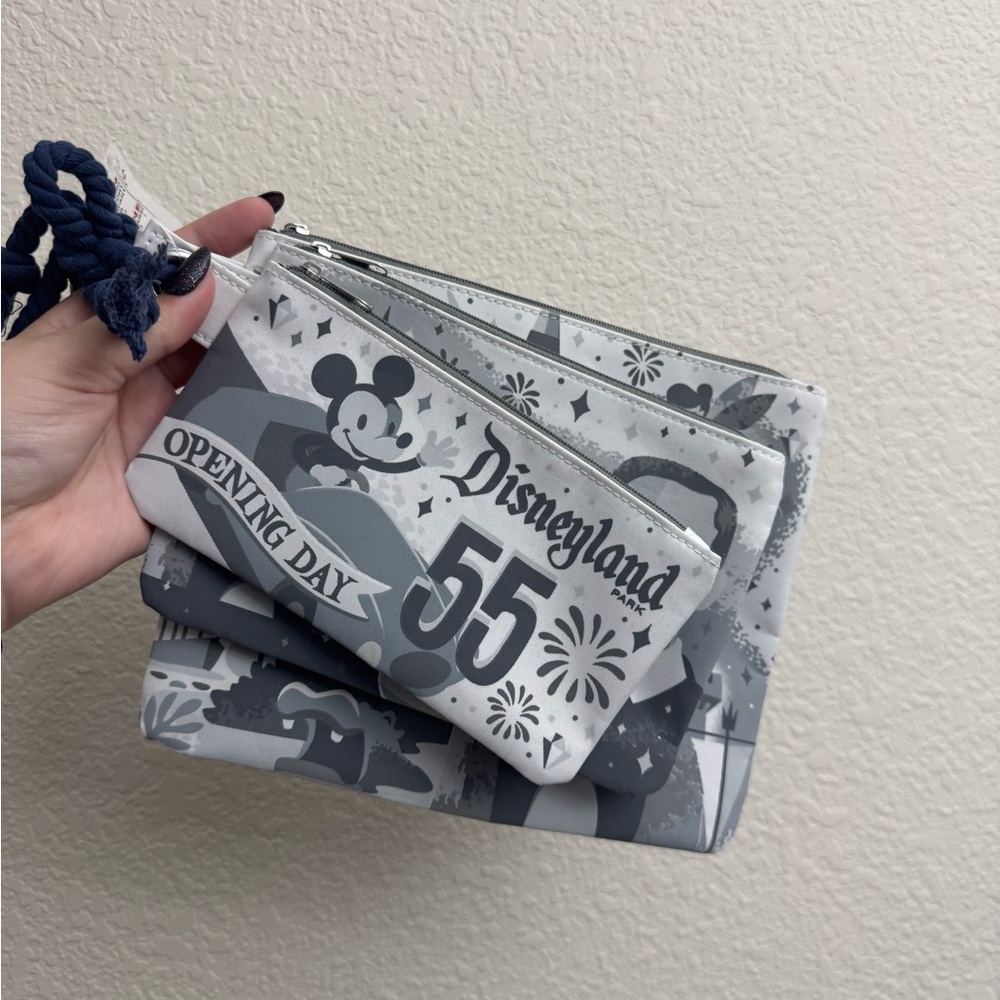Disney Gray and White Mickey Mouse Pouch Set
